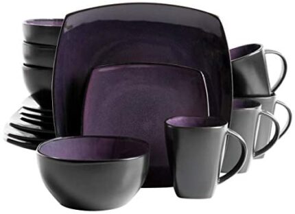 Gibson Soho Lounge Dinnerware set, Square, Purple