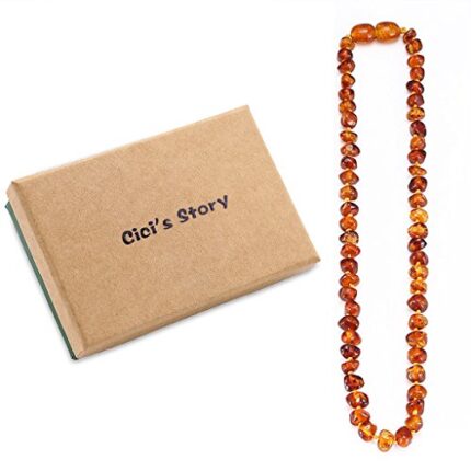 Amber Necklace Gift Set(Unisex)(Cognac)(13 Inches) - Handcrafted, Lab-Tested, Authentic Amber