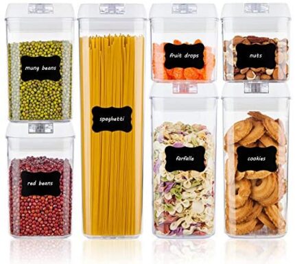 Airtight Food Storage Containers, Vtopmart 7 Pieces BPA Free Plastic Cereal Containers with Easy Lock Lids, for Kitchen Pantry Organization and Storage, Include 24 Labels